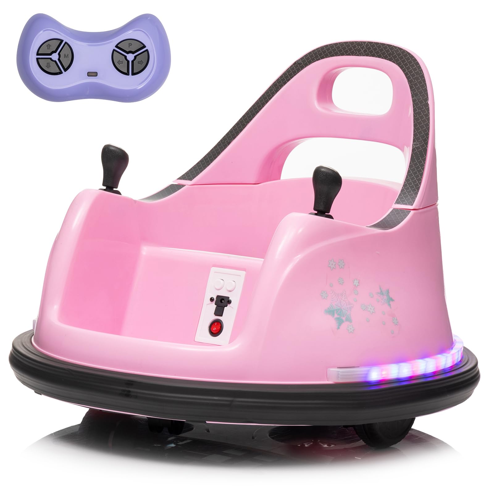 FINITO 12V Ride On Electric Bumper Car for Toddlers with Remote Control, 360 Degree Spin, LED Lights, Music, Safety Belt for Age