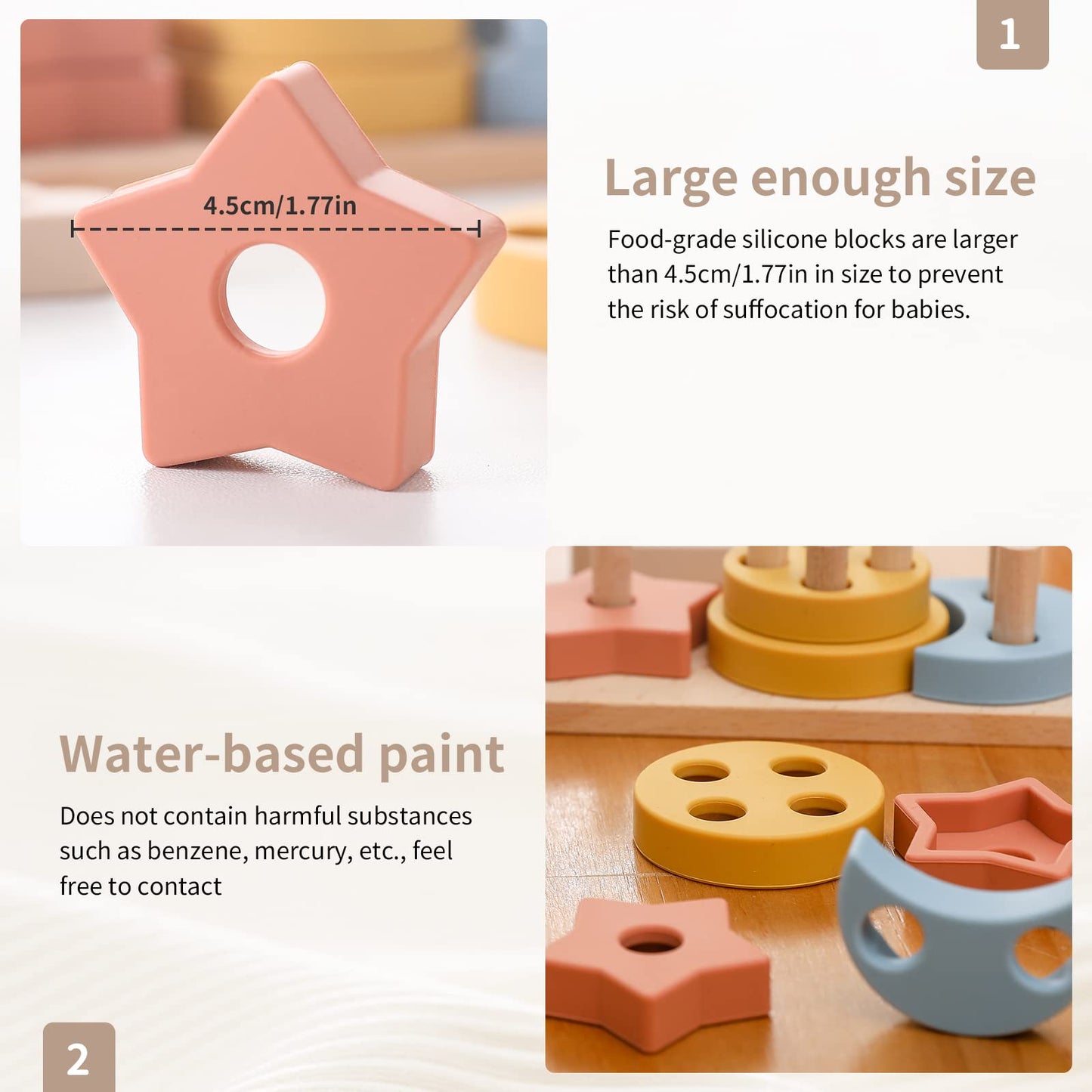 Samonyed Shape Sorter Toys For Toddlers 1-3 Montessori Stack Toy Car For 1 Year Oldbaby Blocks Sorting Wooden&Silicone Education