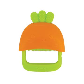 Infantino Handy Dandy Teething Mitt - Soft Silicone Teether For Babies, Develops Grasping Skills, Easy To Clean, Orange Carrot