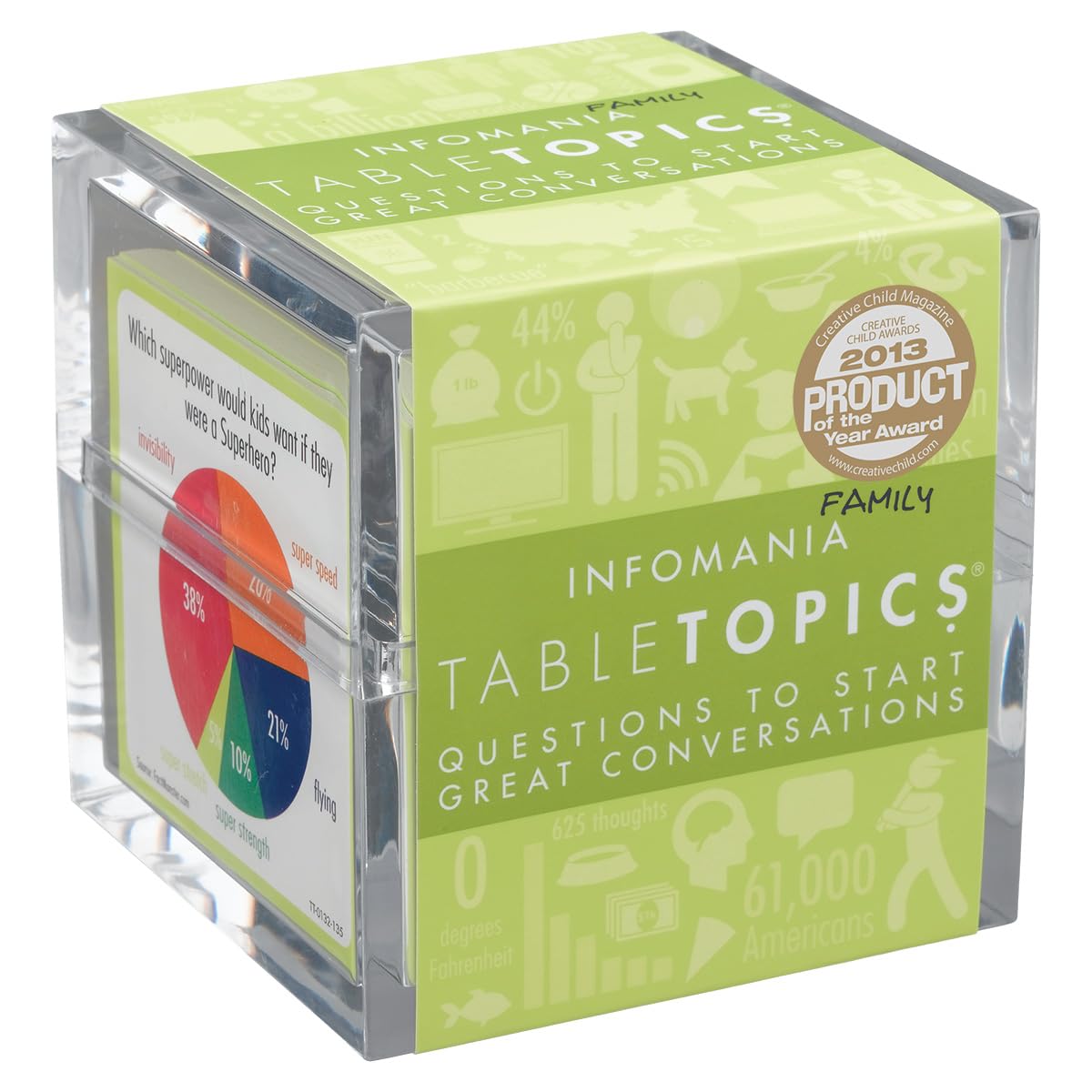 TableTopics Infomania Family Conversation Card Game - 135 Fun Facts & Questions, Card Stock, Engaging Family Activity