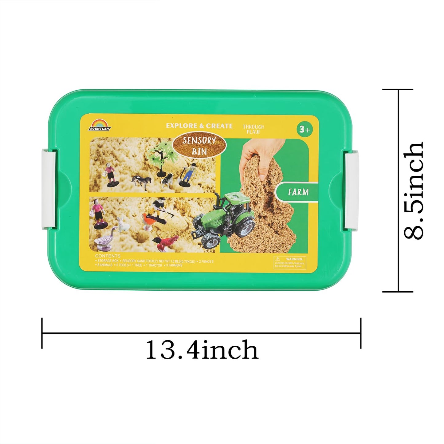 AGENTLAN Farm Sensory Bin, Farm Sensory Toys with Play Sand for Toddlers Boys and Girls, Kids Toys Gift Sand Box for Age 3 4 5 6