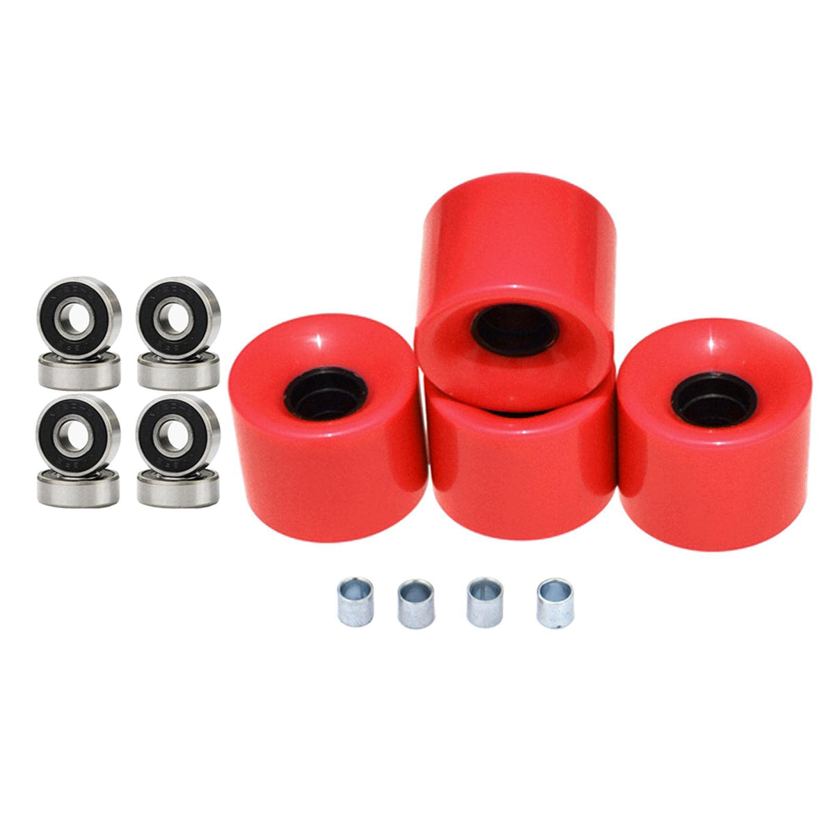 Calandis Skateboard Wheels with Bearings 60mm Wheels Set of 4 Red Black Cover