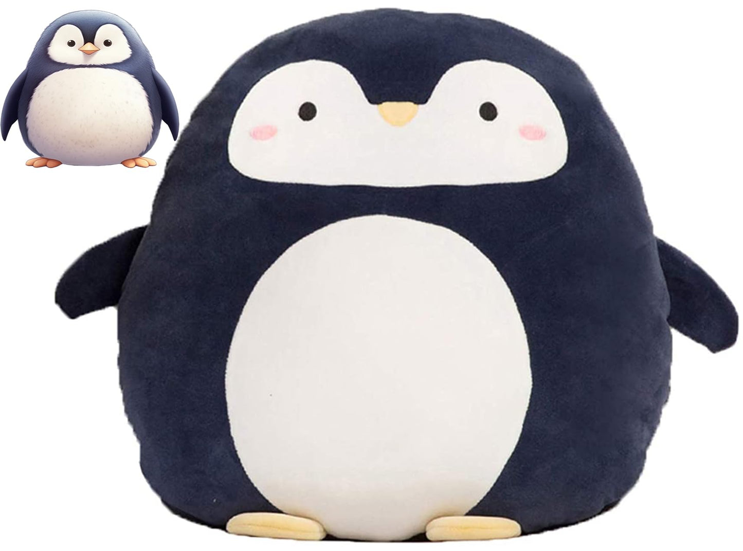 CASAGOOD Soft Flat Penguin Plush Hugging Pillow Cute Navy Blue Penguin Stuffed Animal Plushies Toys Kids Anime Cushion for Birthday  Valentine's Day  Christmas...16.5 Inch
