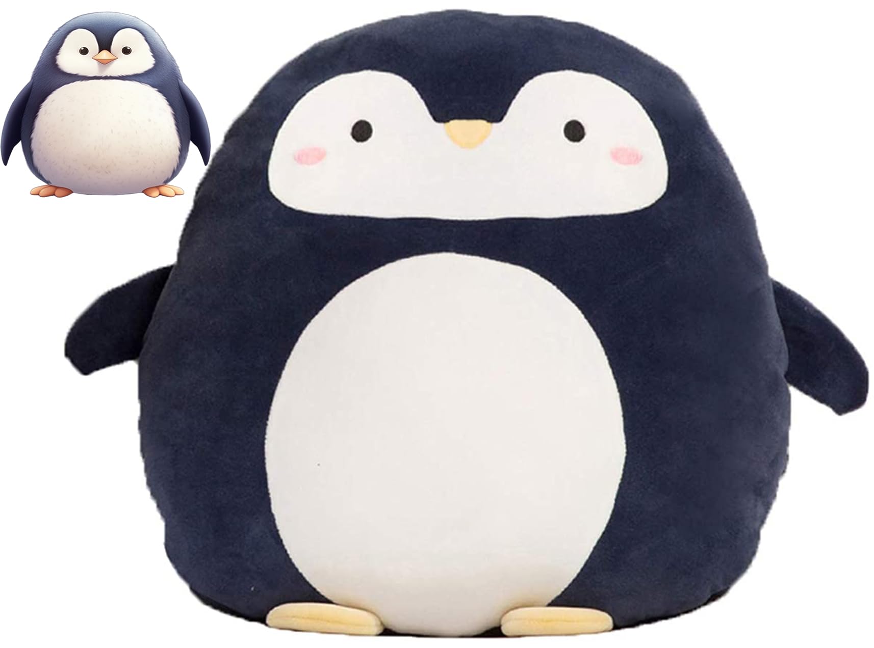 CASAGOOD Soft Flat Penguin Plush Hugging Pillow Cute Navy Blue Penguin Stuffed Animal Plushies Toys Kids Anime Cushion for Birthday  Valentine's Day  Christmas...16.5 Inch
