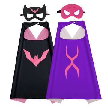 Riorand Superhero Capes And Mask For Kids,Superhero Costume Boys Grils Christmas Halloween Cosplay For 3-10 Years Old 2Pcs (Blac