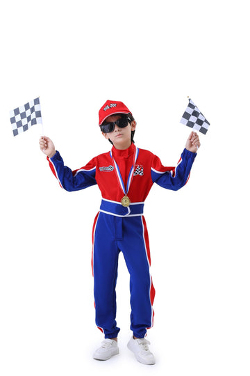 Clothand Kids Racing Suit Costume Toddler And Boys Race Car Driver Jumpsuit For Halloween, Dress Up & Pretend Play, Ages 4-6