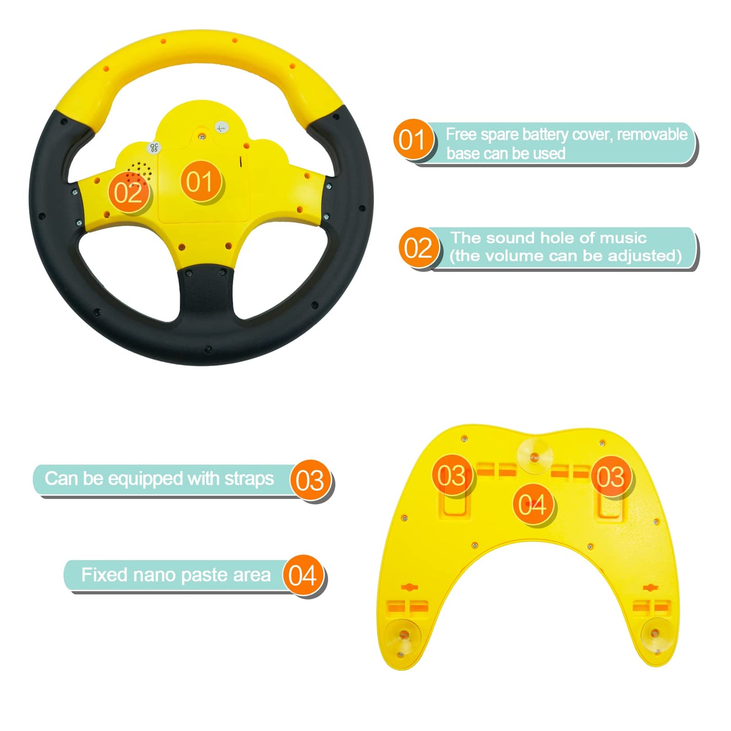 Redcrab Steering Wheel Car Driving Simulated Toy With Light And Music For Kids, Pretend Driving Seat Toys,Baby Electric Early Learning Educational Toys For Boys And Girls(Pink)