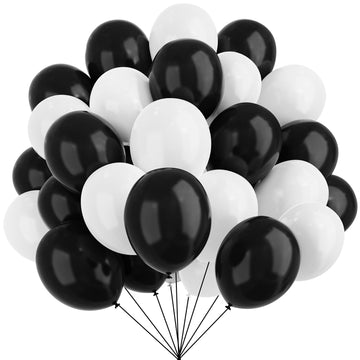 Black And White Balloons, 67Pcs 12 Inch White Black Thickened Latex Balloons For Birthday, Anniversary, Wedding, Graduation Part