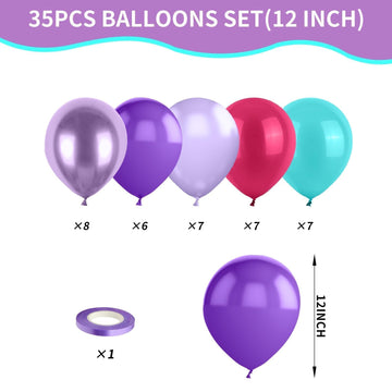 Pink Purple Blue Balloons, 12 Inchs Pink Teal Blue Purple Balloons, Pink Blue Birthday Balloons For Girls Baby Shower Birthday Wedding Party Decoration