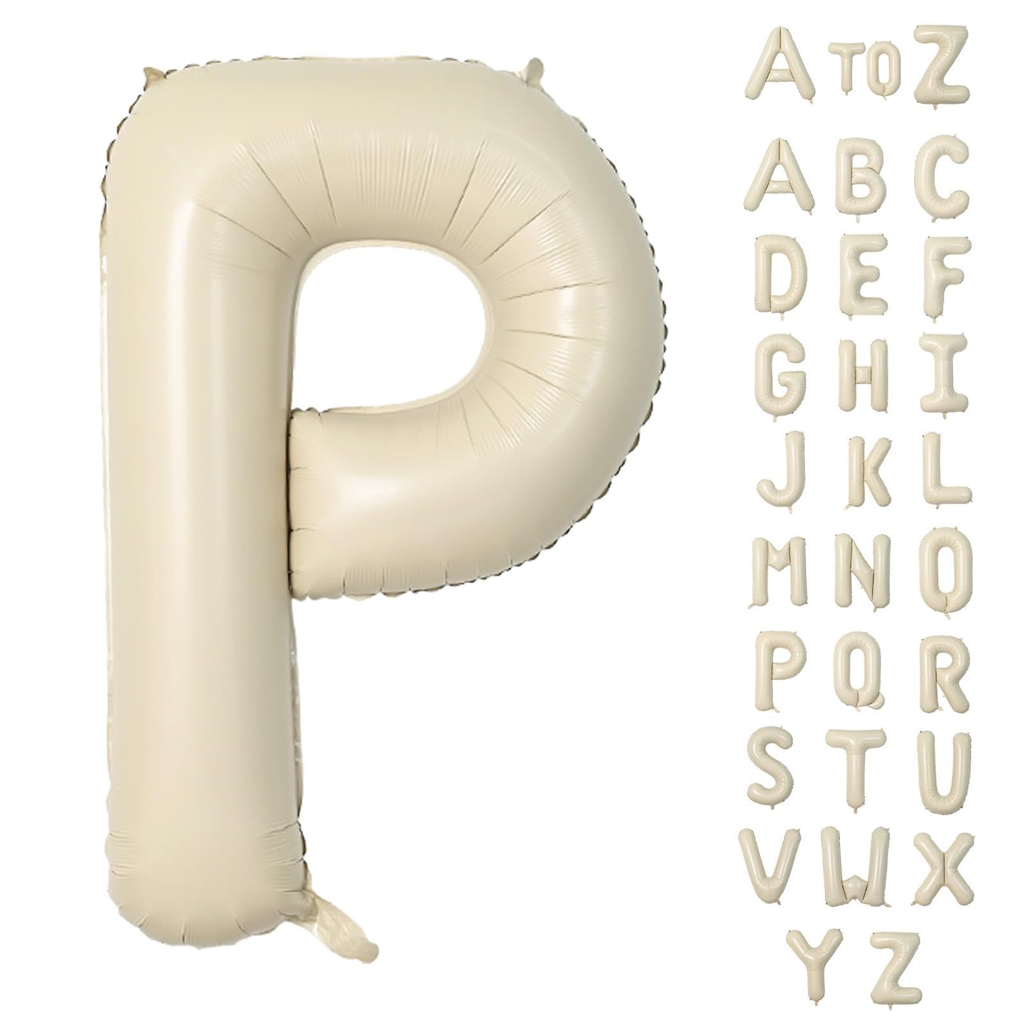 Biapian 40 Inch Letter P Balloons, Giant Cream P Foil Balloon, Big Single Alphabet A-Z Balloons, Beige Large Aluminum P Balloons