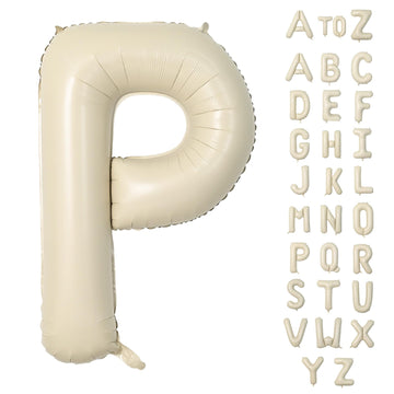 Biapian 40 Inch Letter P Balloons, Giant Cream P Foil Balloon, Big Single Alphabet A-Z Balloons, Beige Large Aluminum P Balloons