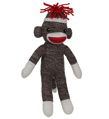 Plushland Adorable Sock Monkey 8 Inches Tall - Soft Realistic Plush Knitted Stuffed Animal Toy Gift - For Kids, Babies, Teens, Girls And Boys (Brown Poseable)