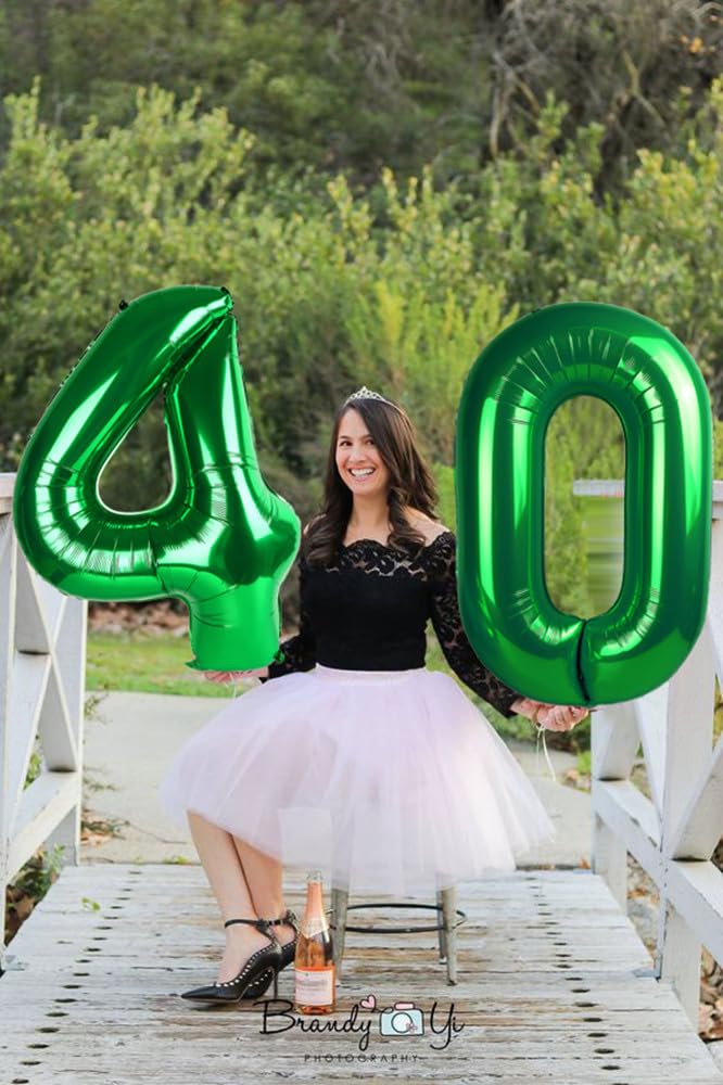 40 Inch Dark Green Number 2 Balloon, Two Balloon Number 2Nd 12 21St Birthday 2025 Party Decorations For Celebration Graduations