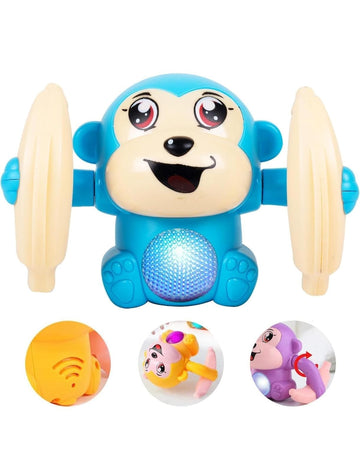 Rishi Quality Banana Monkey Toy With Music And Colourful Lights For Baby Girl, Boy. Flip Action Toy For Kids. Birthday, Rakshaba