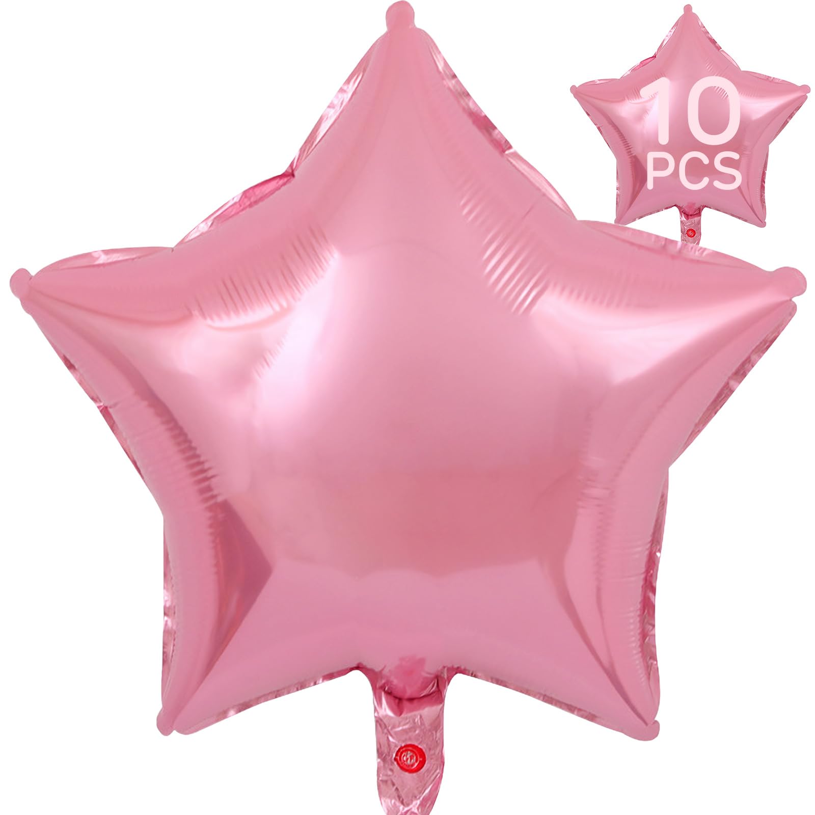 Pink Star Balloons 18 Inch, 10 Pcs Candy Pink Star Shaped Mylar Helium Foil Metallic Balloon For Birthday Party Decorations Baby