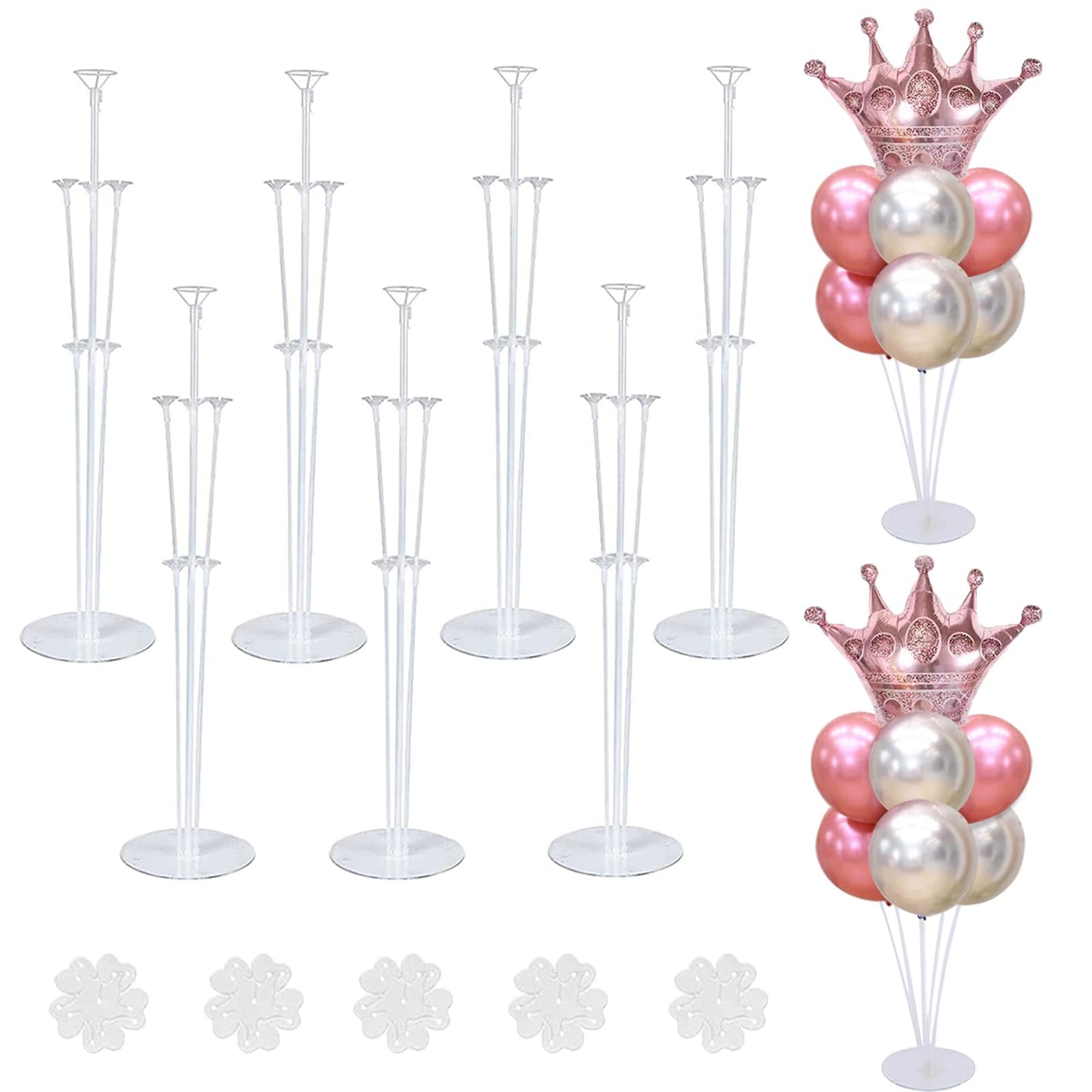 Royuye 7 Sets Balloon Stands For Table Balloon Stand Kits Clear Table Balloon Centerpiece Stand Balloon Holder Decorations For B