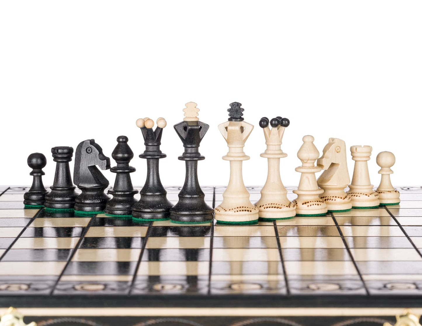 Beautiful Handcrafted Wooden Chess Set with Wooden Board and Handcrafted Chess Pieces - Gift idea Products (16 (40 cm) Black),