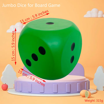 Giant 5.9 Inches Kawaii Foam Dice: A Fun-Filled, Educational Toy for Game Nights and Learning Sessions (Lucky Green)