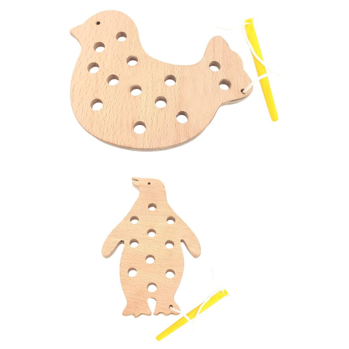 Edutots Wooden Lacing Activity Bird & Penguin Shaped Combo For Kids