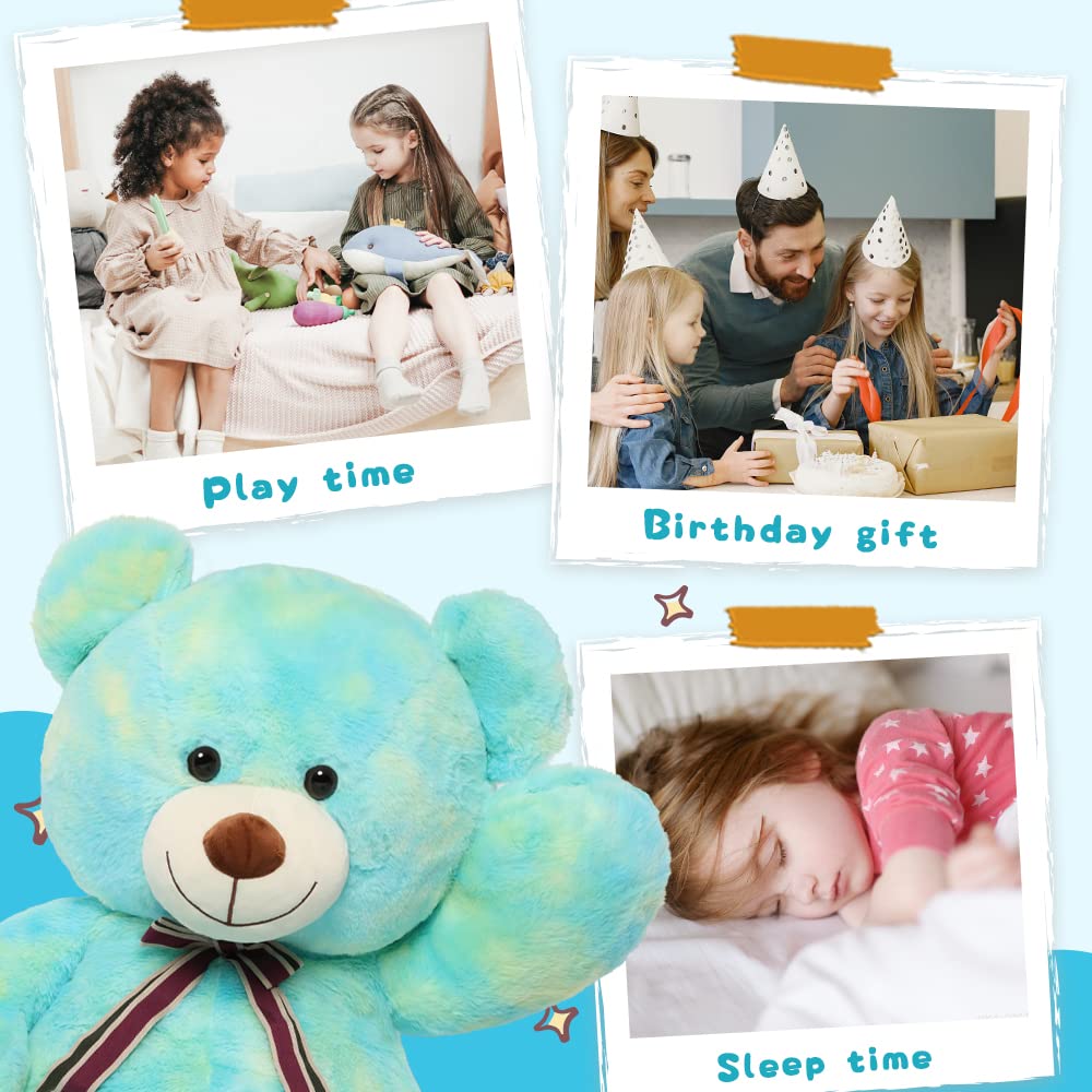 Tezituor 40in Rainbow Green Giant Teddy Bear Plush Stuffed Animal for Baby Shower, Valentine's, Christmas, Birthday Gifts