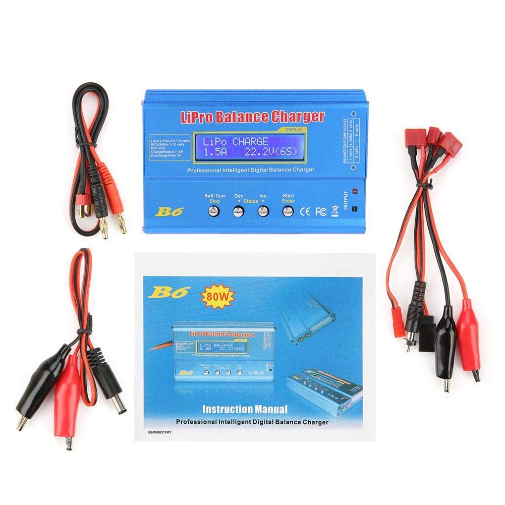 Fafeicy RC Charger, Lipo Balance Charger B6 80W Digital LCD Balance Charger Discharger, RC Balance Charger Fit for LLiPo NiMH RC