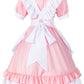 Girl Sweet Kawaii Costume Dress Anime French Maid Cosplay Furry Cat Ear Gloves Socks Set(Pink Plus Size 5Xl)