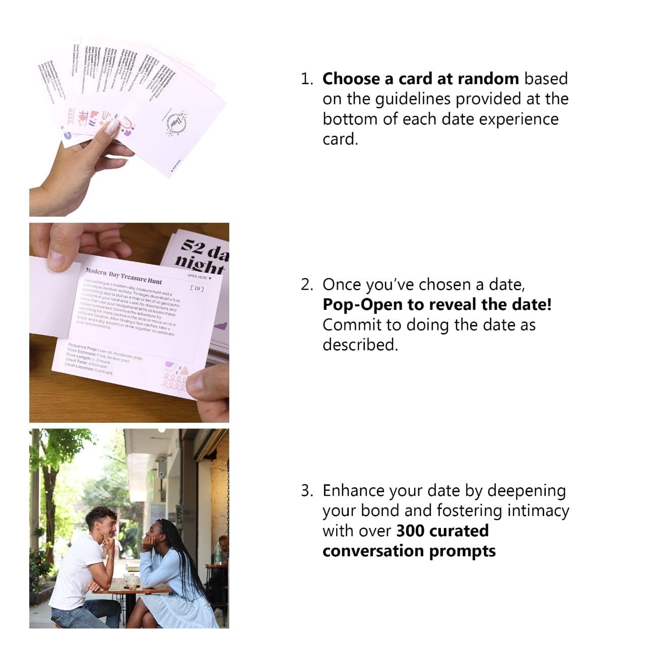 Dessie Date Night Ideas - 52 Pop-Open Cards & 300+ Starters, Medium Assorted Cardstock
