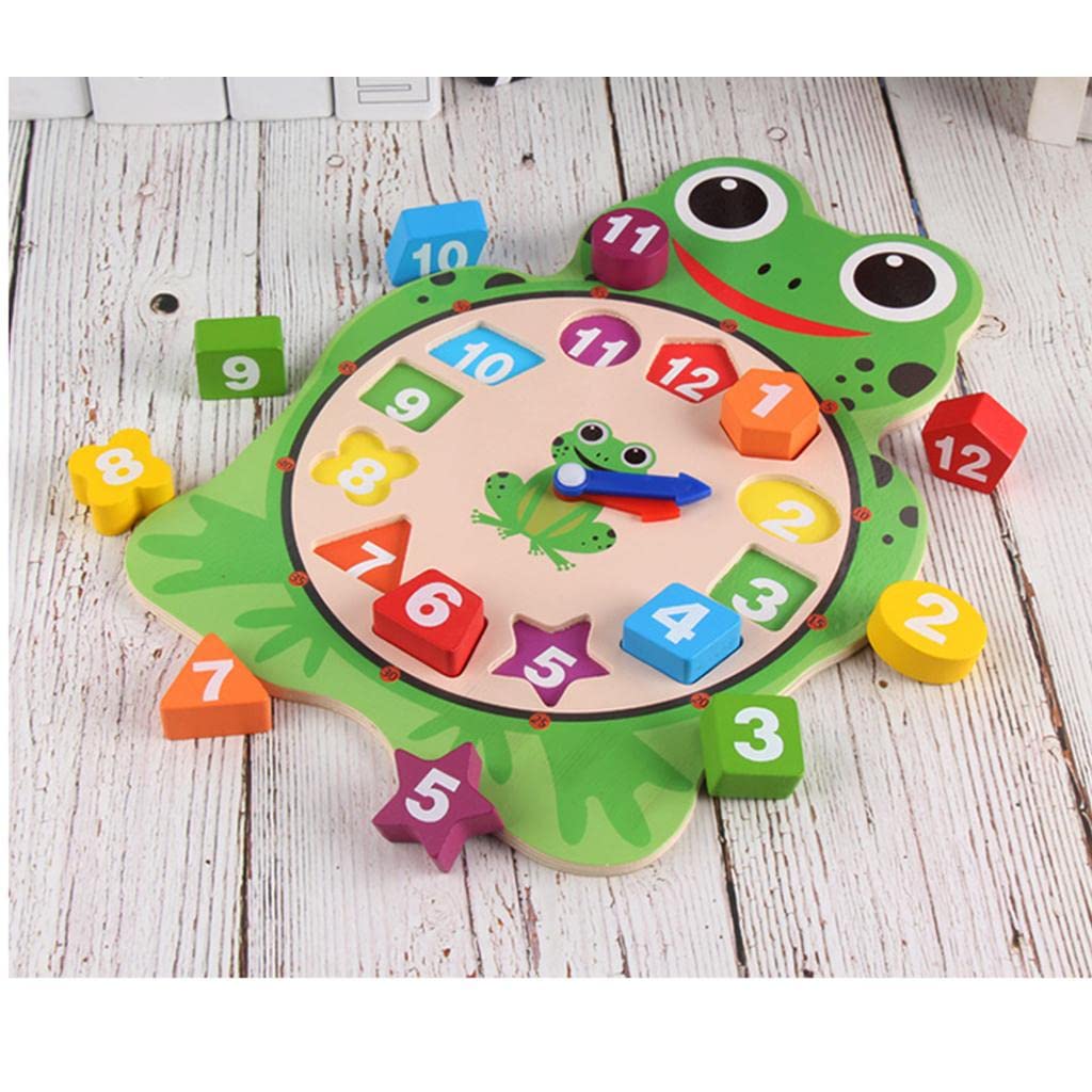 Zoomella Wooden Cartoon Animal Geometry Digital Clock Sorting Blocks Kids Early Learning Toy  Frog| Wooden & Handcrafted Toys|To