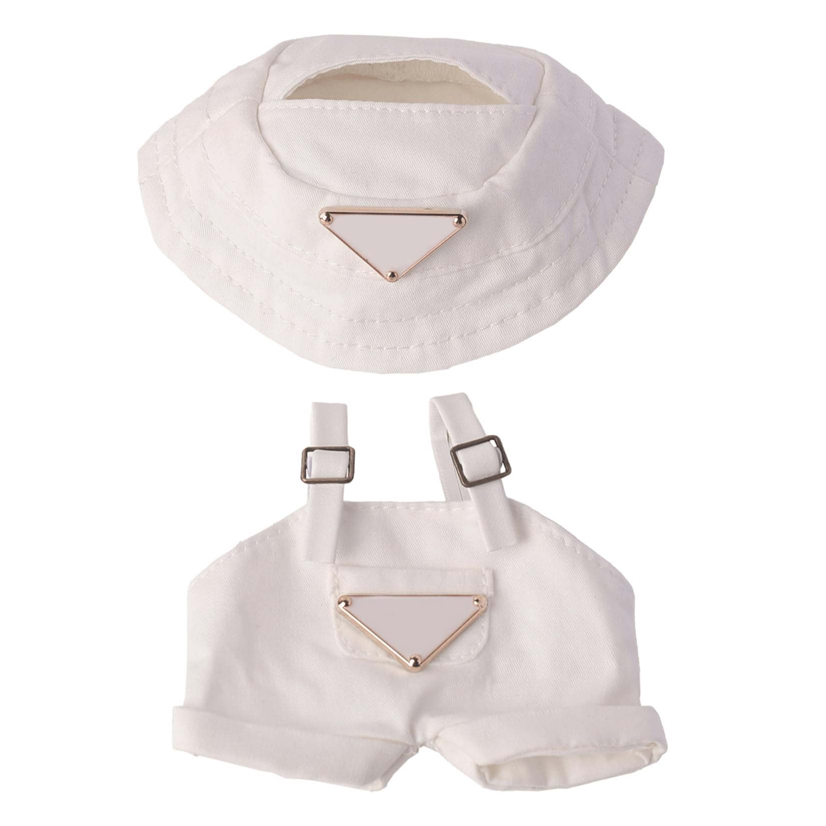 Beem Jun Clothes Set for Labubu 17cm Dolls(NO Doll)  Cute Hat & Unique Pocket Design Overalls Dress-up Set (Overalls (White))