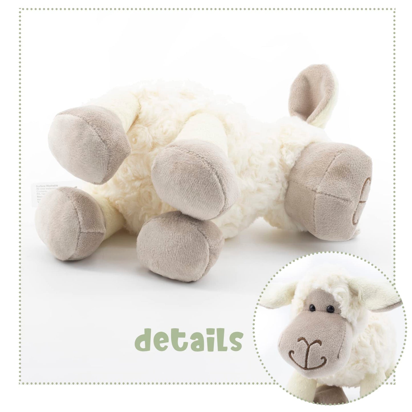 Mr Vivicare 6.5'' White/Cream Sheep Stuffed Animals For Boys And Girls,Soft And Adorable Lamb Plush Toys For Newborn Babies,Grea