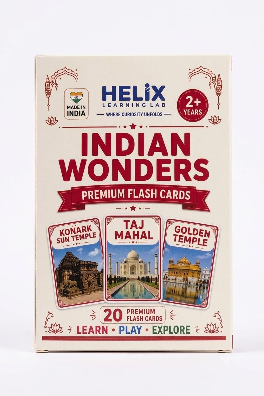 Helix Learning Lab Indian Wonders Flash Cards For Kids | 20 Famous Monuments & Landmarks Learning Cards | India Gk Educational F