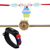 Brown Leaf Pack Of 3 Trending Kids Rakhi Bracelets Set With Cartoon Watch For Rakshabandhan Favor (Design 4)