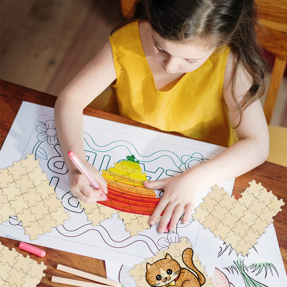 Uplama 300Pcs Blank Puzzles, Freeform Blank Puzzle Pieces Blank Wooden Puzzles Diy Jigsaw Puzzles Plain Puzzle Pieces For Crafts, Arts, Card Making (1.18' X 1.18')