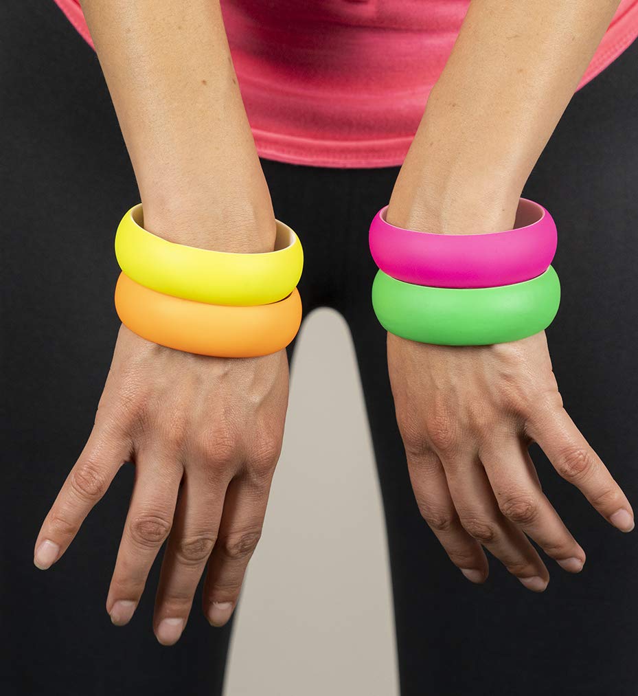 Neon Nation 4 Pack 1980S Style Costume Bracelets 1'' Soft Bangles