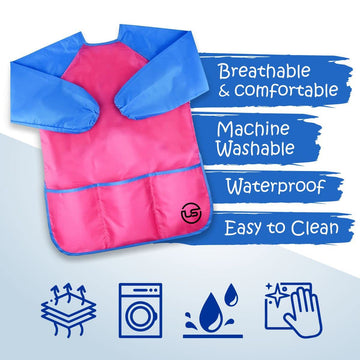 Ultimate Stationery Art Smock, Waterproof Kids Art Smock, Pink Smock, Toddler Art Smock, Kids Smock And Toddler Smock