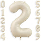 40 Inch Cream White 2 Balloon Numbers, Large Number 2 Balloon Foil Helium Number Balloons, Big 2 Mylar Birthday Balloons For Boy