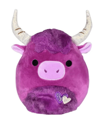 Squishmallow 8' York The Highland Cow Magenta Valentine'S Day Plush- Officially Licensed Kellytoy - Collectible Soft & Squishy Stuffed Animal Toy - Gift For All Ages, Kids,Girls & Boys -8 Inch
