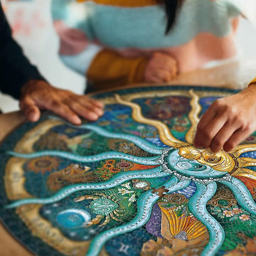 1000 Pieces Zodiac Jigsaw Puzzles For Adults Kids Teen Round Puzzle Game Toys Gift Zodiac Horoscope 26.7' X 26.7'