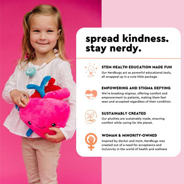 Nerdbugs Heart Plush - I Aorta To Tell You How Much I Love You!- Adorable, Cute And Funny Cardiology Heart Plush/ Health Educational Gift/ Heart Surgery Gift/ Heart Attack Gift