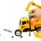 Take-A-Part Friction Powered Construction Trucks With Crane, Excavator, Mixer, Dump Truck