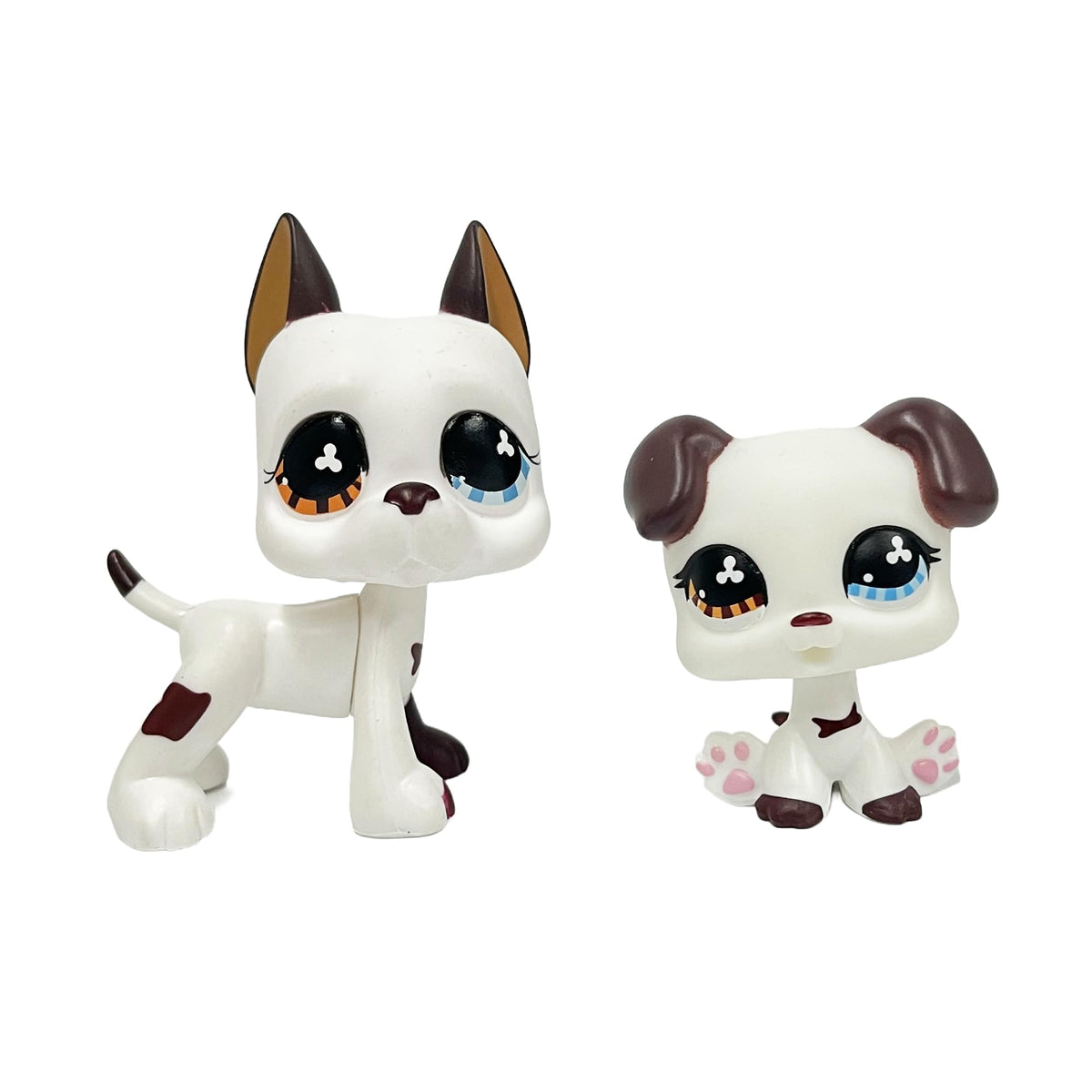 LPSCB 2pcs/Set Custom Pet Shop Toy Flocked Cat Collie Great Dane Cocker Spaniel Dachshund Dog with Baby Puppy Kitten OOAK (#577 