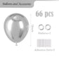 Voircoloria Metallic Silver Balloons, 66Pack 12Inch Chrome Silver Latex Party Balloons For Graduation, Wedding, Birthday, New Ye