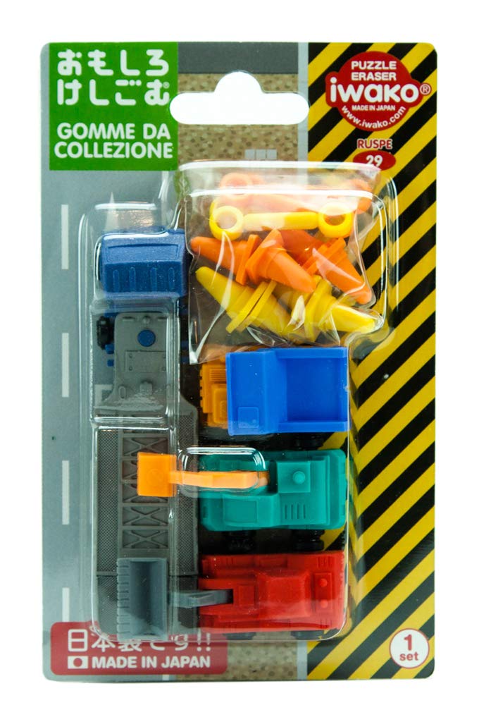 Iwako New Trailer Construction Machine Trucks Japanese Erasers Blister Set
