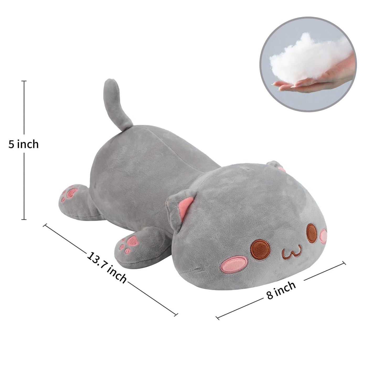 AFAN Super Soft 13.7 Cute Cat Kitten Doll Plush Toy Kawaii Anime Plush Cute Stuffed Animal Cat Toys for Kids Girls Boys Cat (Whi
