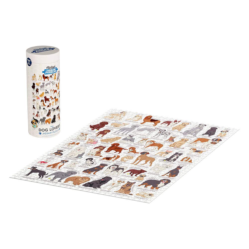 Ridley's Dog Lover's 1 000-Piece Jigsaw Puzzle - Dog Puzzle with Informational Image About Different Breeds  Sturdy Storage Tube Included - Activity Puzzle - Makes a Great Gift