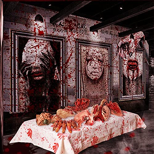 Halloween Blood Props Fake Scary Severed Hand Broken Body Parts For Haunted House Halloween Vampire Zombie Party Decorations Supplies (6Pcs Body Parts)