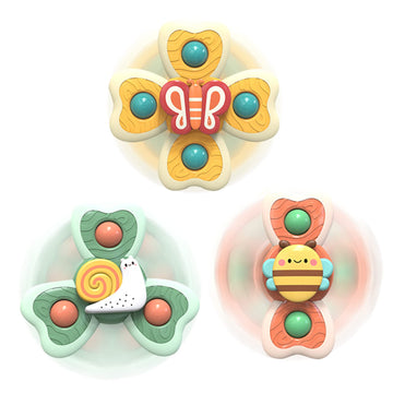 Baby Suction Cup Spinning Tops Toy, Suction Spinner Toys For Babies, Window Suction Toys For Baby High Chair Tray Bath Table Airplane Travel, Sensory Toys & Best Gift For Toddlers 1-3(Group B)