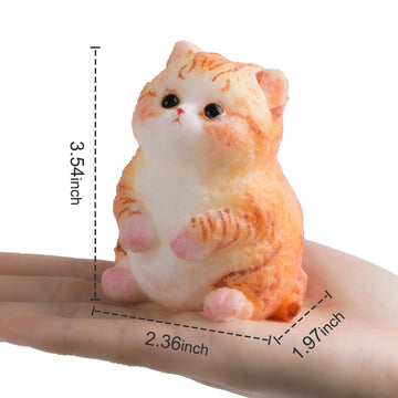 Cute Cat Taba Squishy Kit - Silicone Fat Kitty Fidget Toys For Kids (Orange)