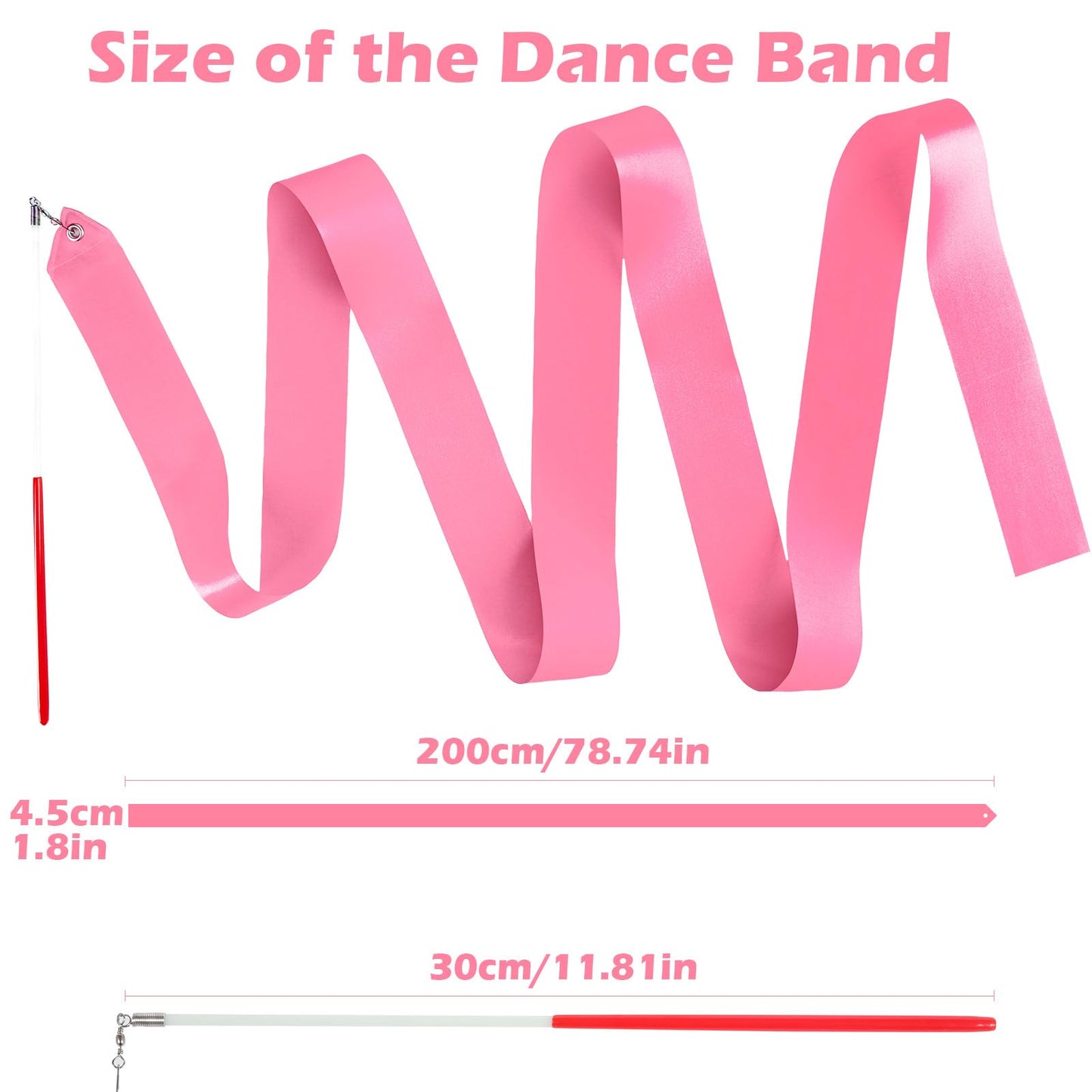 Hiunicorn 12Pcs Rose Gold Dance Wands Ribbons Streamer For Kids Praise Streamer Circus Carnival Rhythmic Gymnastics Ballet Birthday Party, Ribbon Baton Twirling Sticks Silks Streamers Wands