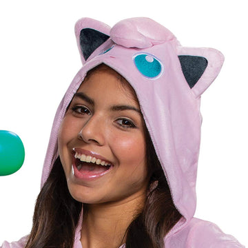 Jigglypuff Pokemon Kids Costume, Official Pokemon Hooded Jumpsuit With Microphone, Classic Size Extra Large (14-16) Multicolored